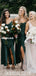 Sexy Backless Slit Silk Elastic Satin Spaghetti Straps Sleeveless Bridesmaid Dress, FC4826